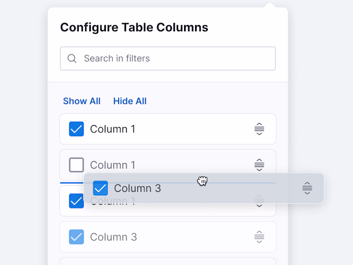 Configure table columns (Advanced configuration)