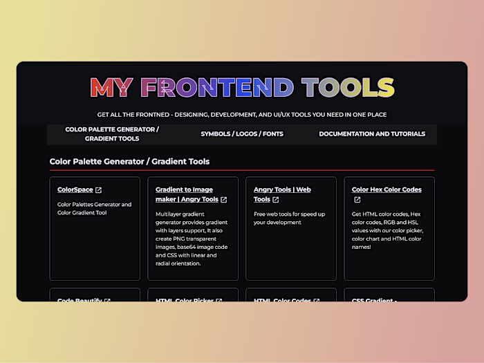 🎨 "My Frontend Tools" – All-in-One Toolkit for Designers