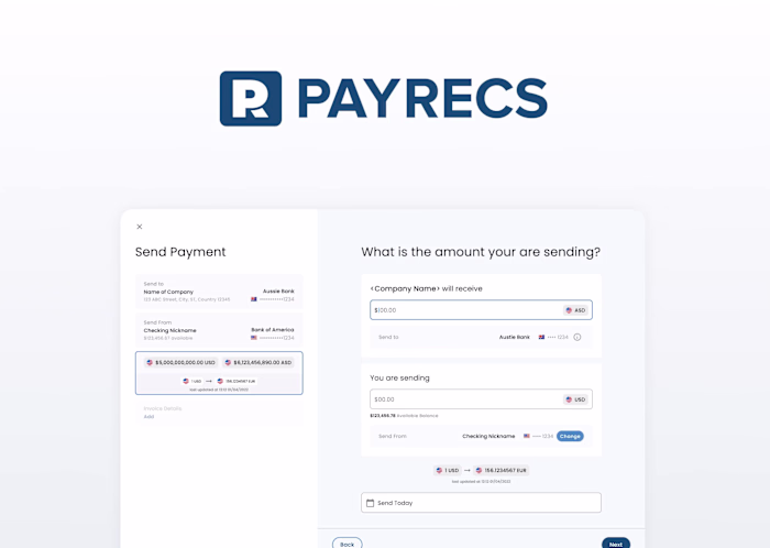 PayRecs | UI/UX Design for international fintech startup