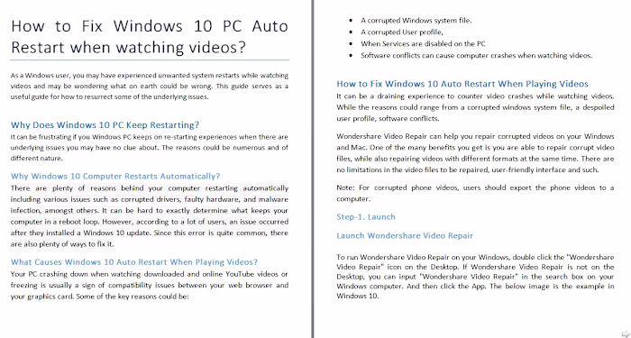 Technical Writing - Wondershare Video Repair