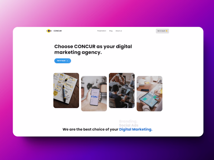 Concur Marketing Agency Landing Page