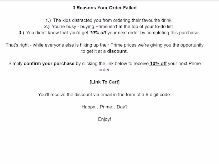 Purchase Failed Email Spec Piece