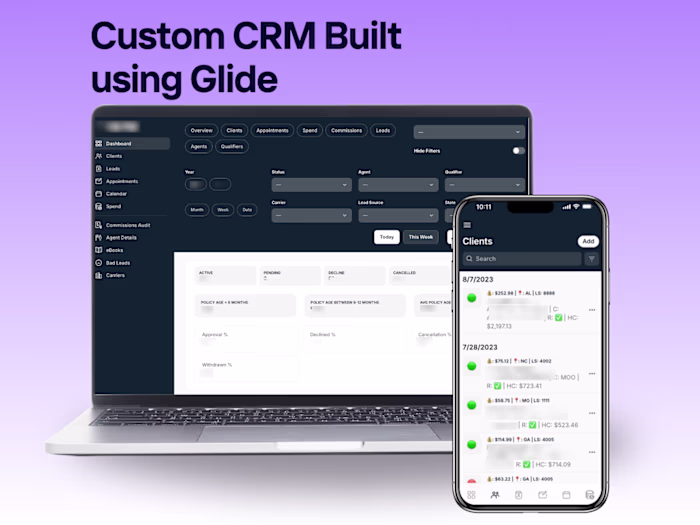 Custom CRM Built using Glide