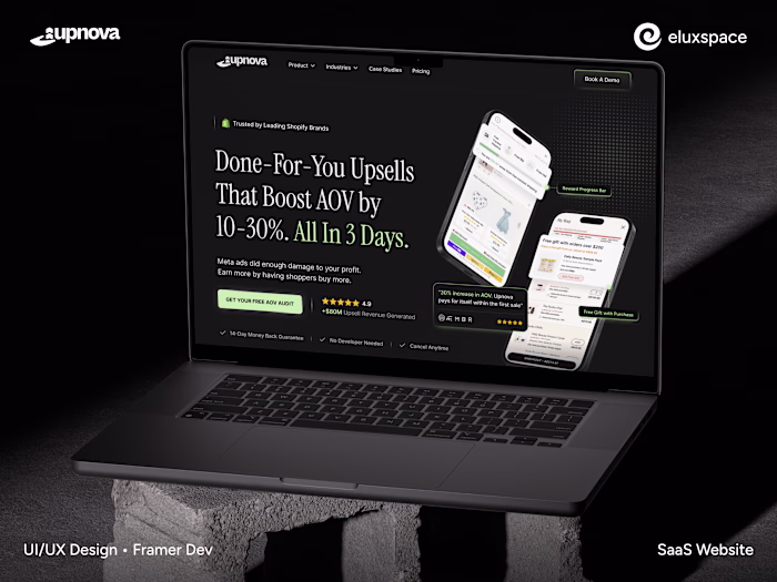 Upnova Shopify Website UI/UX Redesign with Framer Development