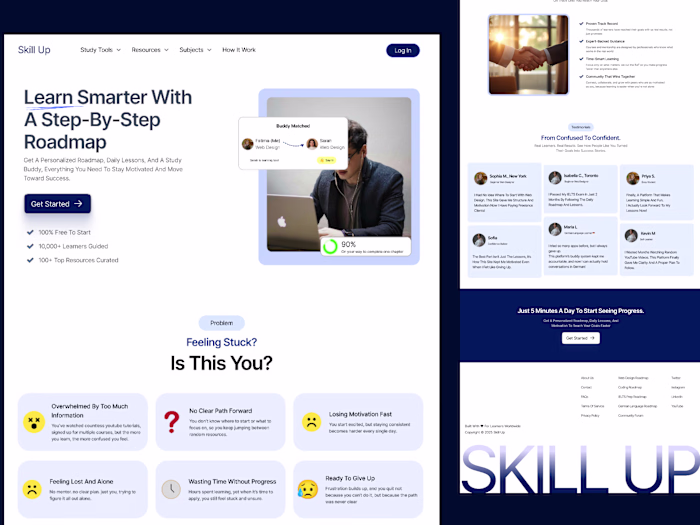 Learning landing page