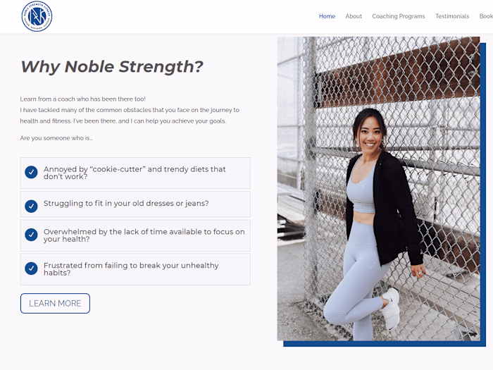 Noble Strength Fitness Landing Page Revision and Webpage Copy
