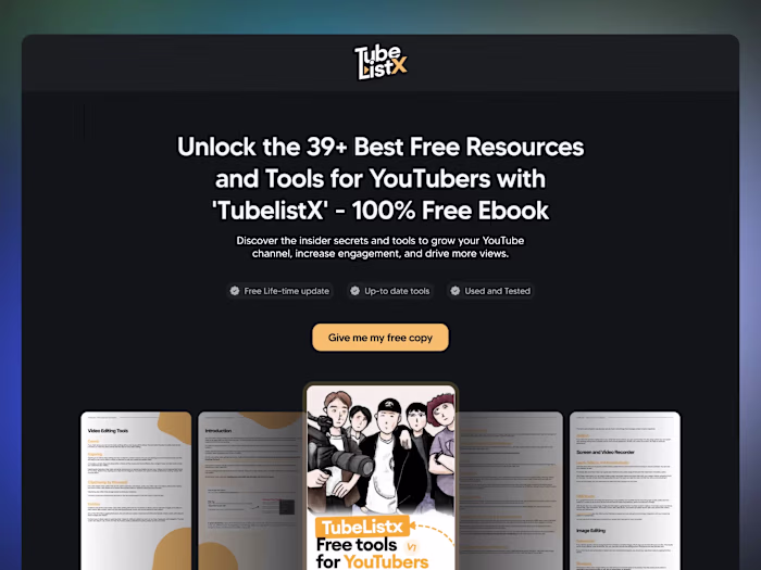 Conversion-optimized Lead page for TubelistX