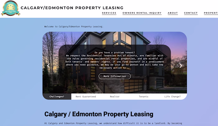 Calgary/Edmonton Property Leasing website