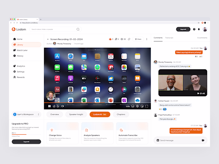 Lodom Screen Recorder - Dashboard Detail