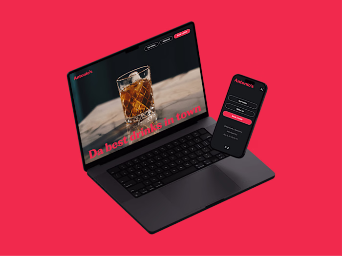 Landing Page Made In Framer For Antonio's, A Cocktail Bar