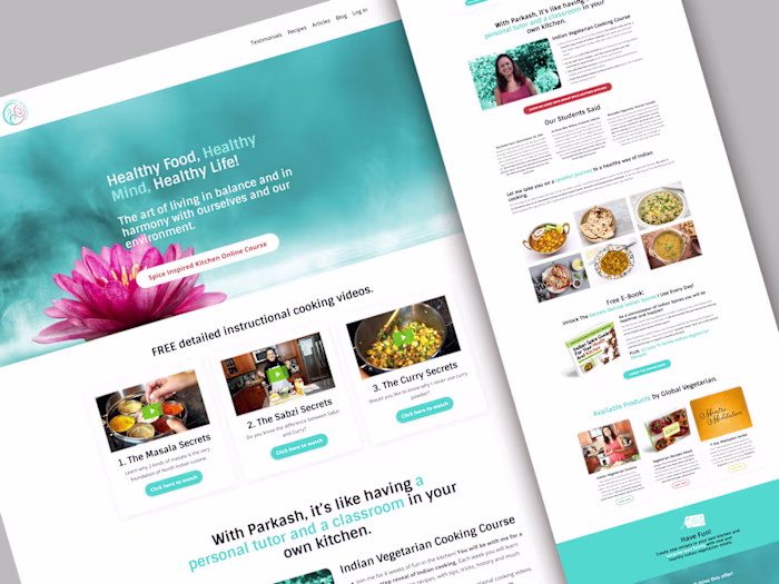 Kajabi Course Build: Global Vegetarian Cooking Program