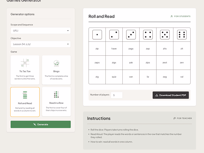Project Read // Decodable Game Generator