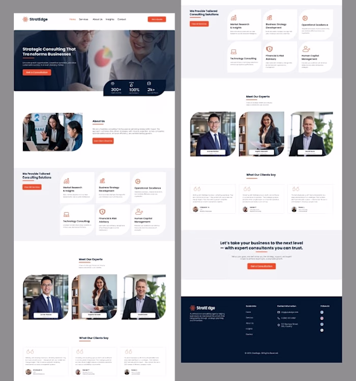 Homepage UI for a consulting agency website. Design focus: –...