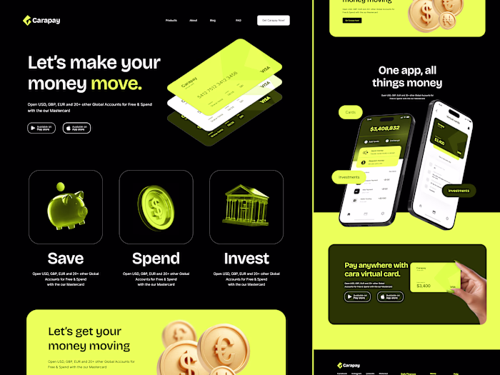 Landing page and App design for Carapay