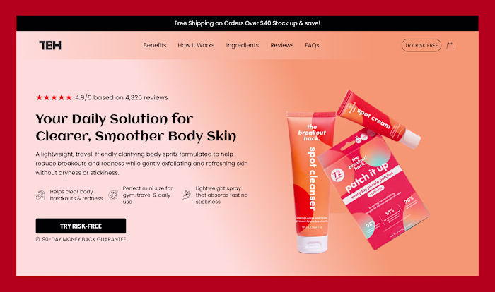 Designed a modern, high converting landing page for a skinca...