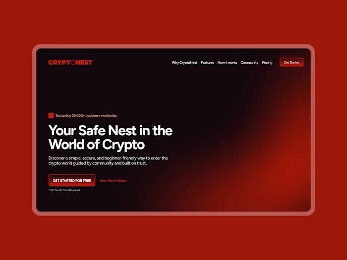 Cryptonest Finance Community Landing Page Design