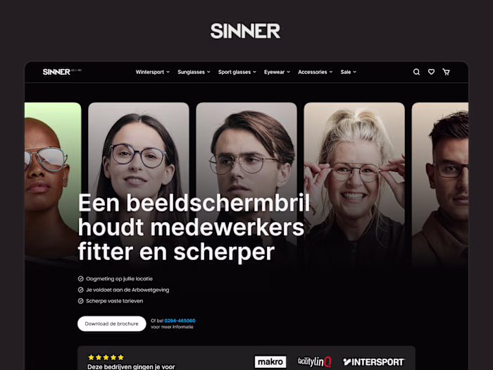 High-converting landing page for Sinner’s computer glasses 