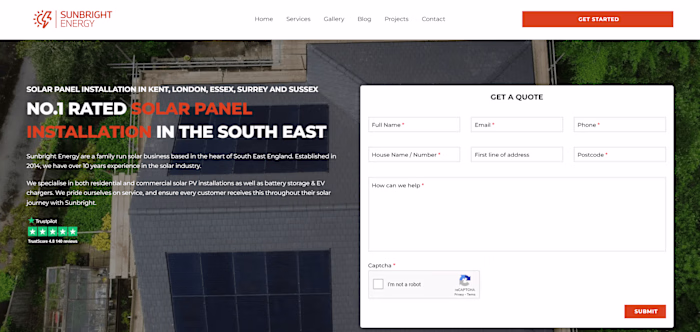 Website redesign in Framer for Solar Panel Company
