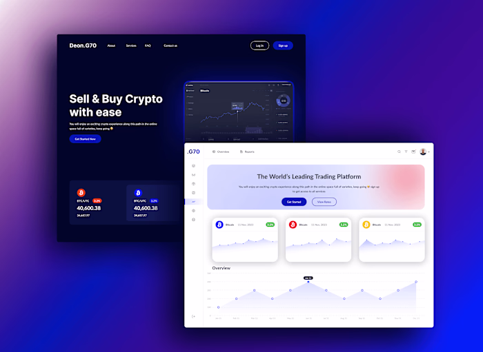Crypto Homepage and Dashboard design with FIGMA