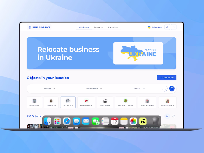 Dust Relocate: Web App design