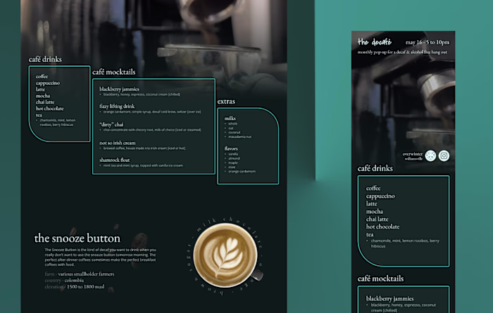 Coffee shop landing page