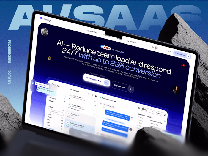 ZyndraAI - Ai SaaS platform dashboard UI UX website