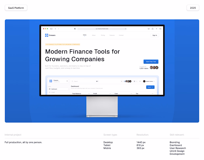 Crosera | Finance SaaS - Brand Identity & UI/UX Design