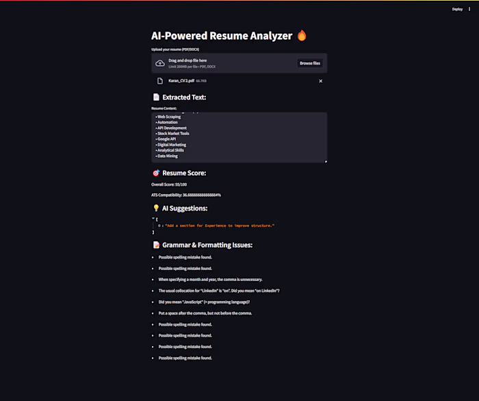 AI-Powered Resume Analyser Development