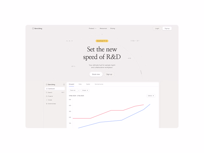 Benching landing page design