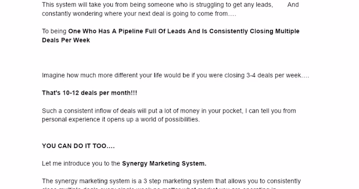 Synergy Marketing System for Real Estate Investors