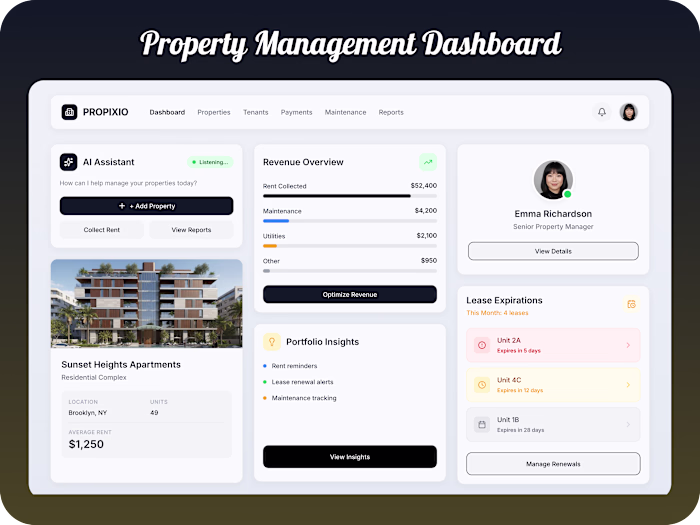 A modern property management dashboard