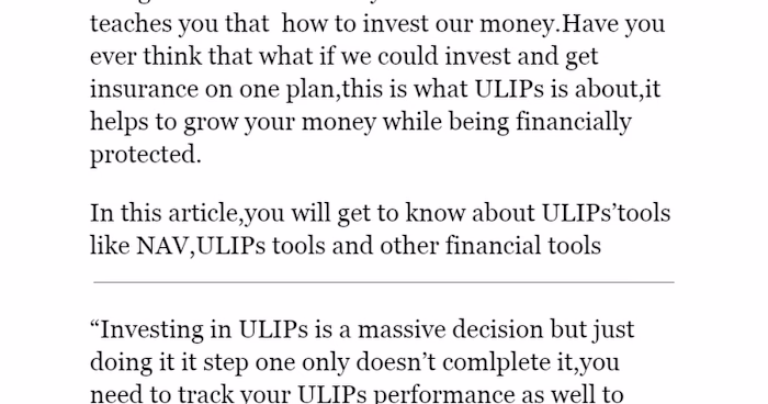 In this article,you will get to know about ULIPs’tools like NAV…