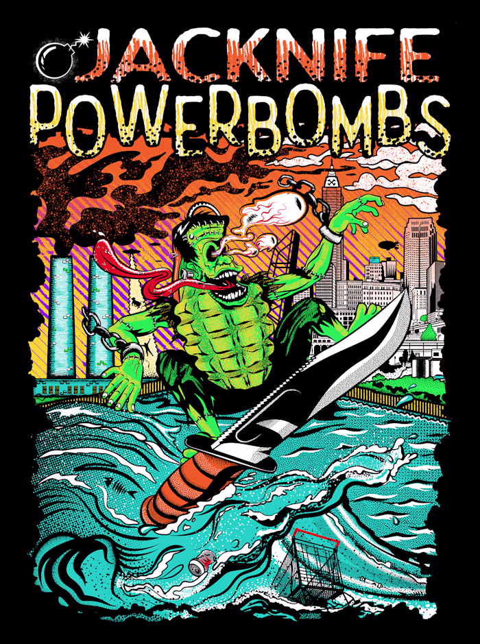 Jacknife Powerbombs - Frankengrenade Tshirt Illustration