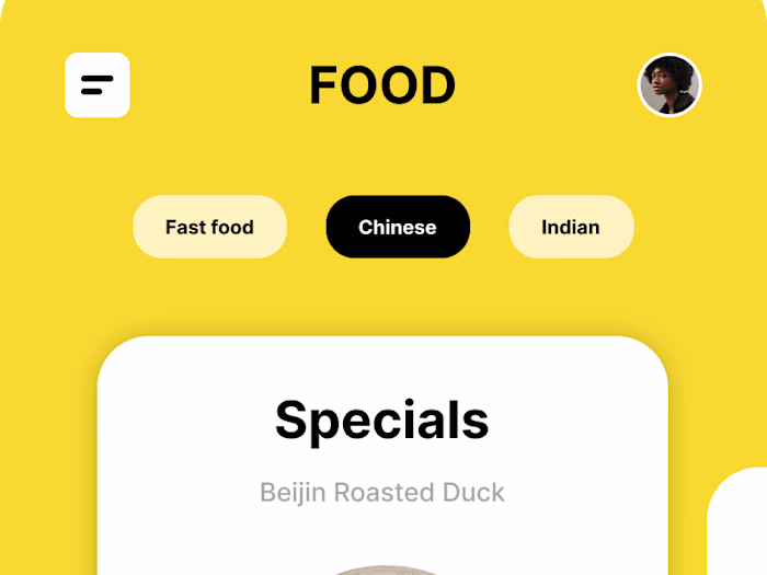 Food App Ui animation