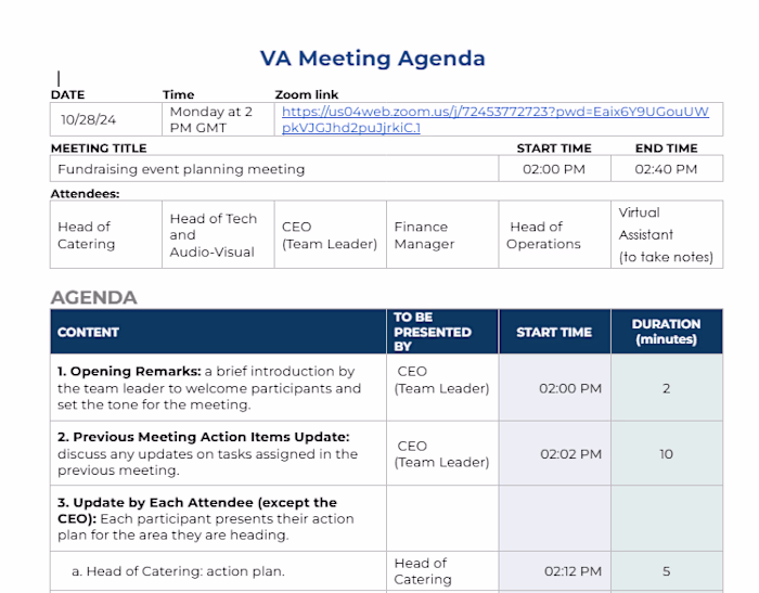 Creating Meeting Agendas