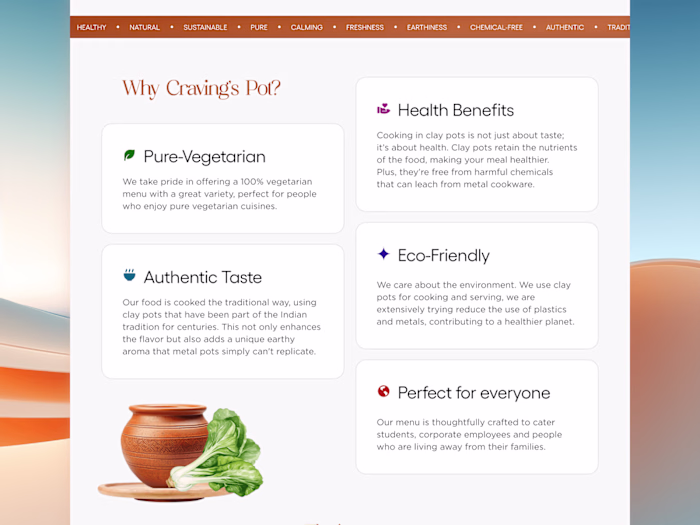Cravings Pot | Landing Page | Website Design | Cloud Kitchen