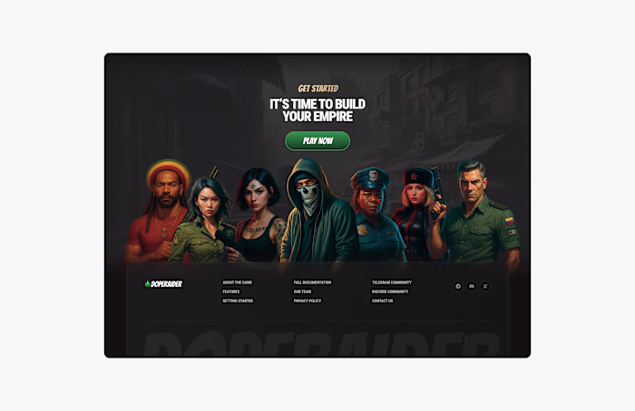 Website Footer for Doperaider Crypto Game.