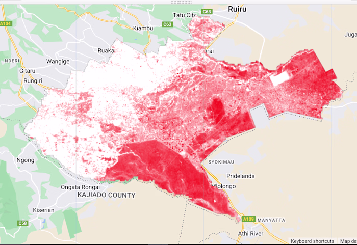 NDBI of Nairobi City, Kenya