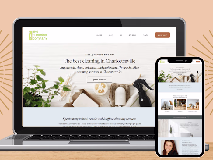 Cleaning Website design made on Squarespace

