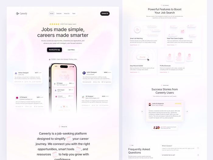 Careerly Landing Page Design