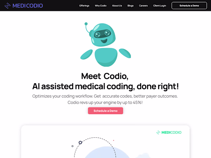 Framer Landing page for a AI medical coding assistant