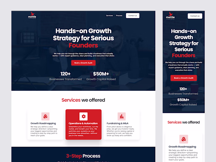 Mettle Strategies landing page design
