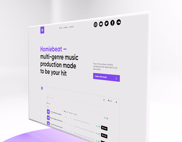 Homiebeat — music producer website and brand design