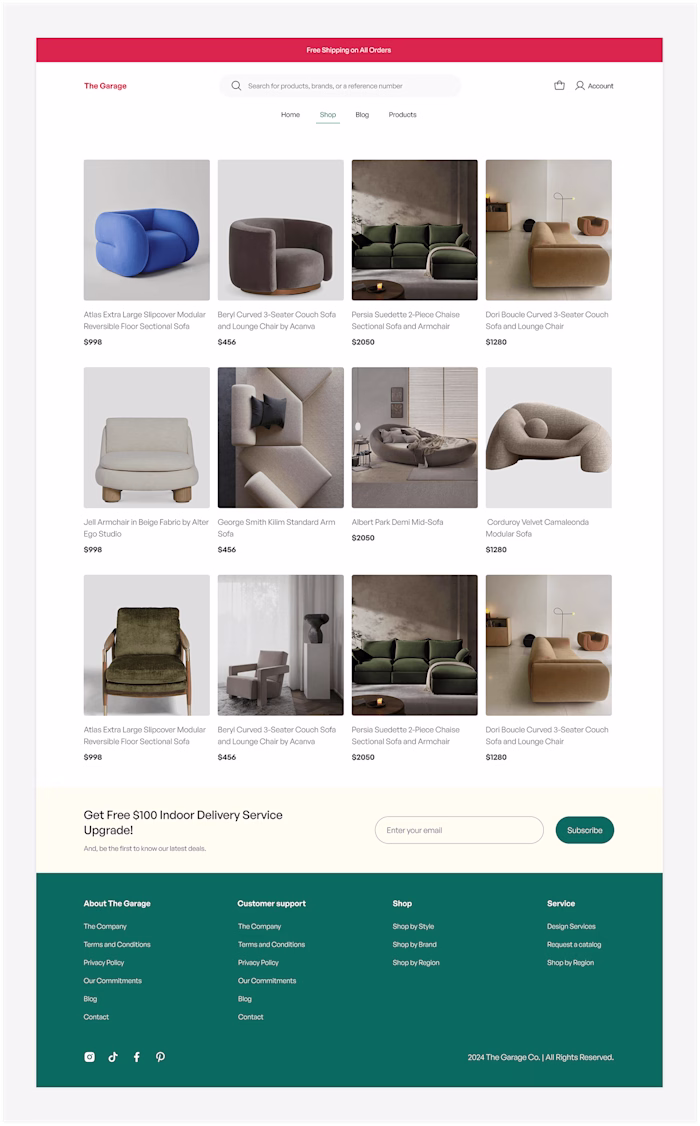 The Garage - An Ecommerce website :: Behance