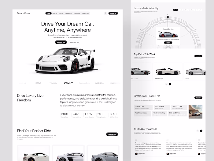 Dream Drive Luxury Car Rental Website