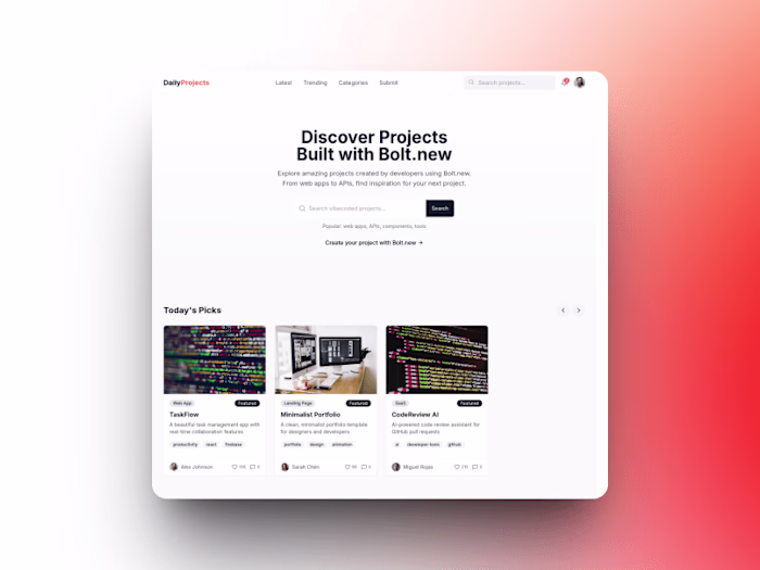 Daily Projects for Bolt.new