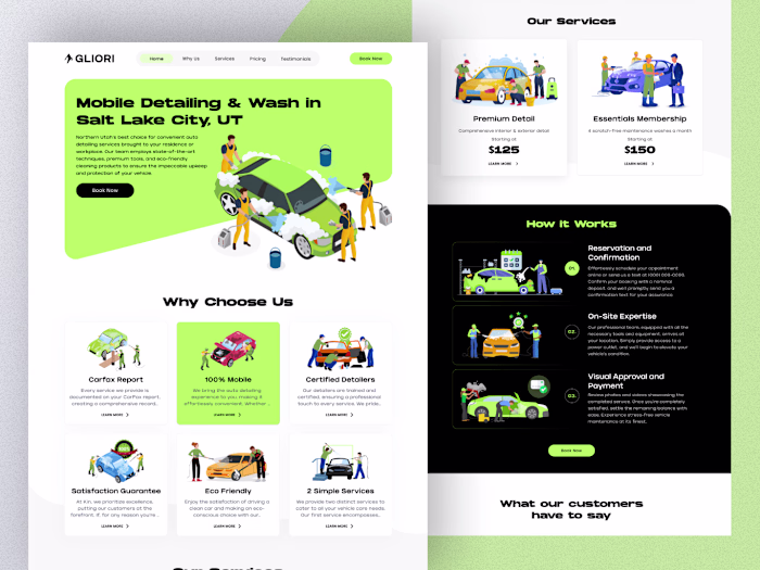 Car wash landing page design 