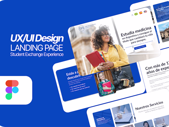Landing page designs for an Student Exchange Experience 