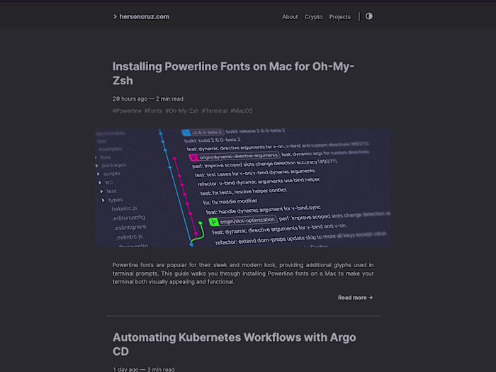 hersoncruz.com - Hugo CMS Personal Blog