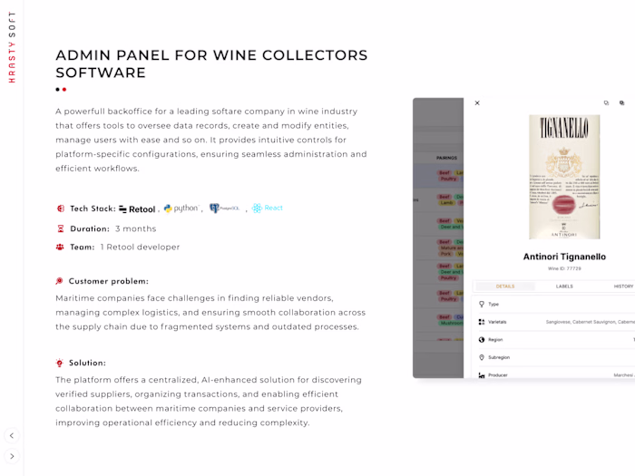 Wine Collectors Software Admin Panel Development